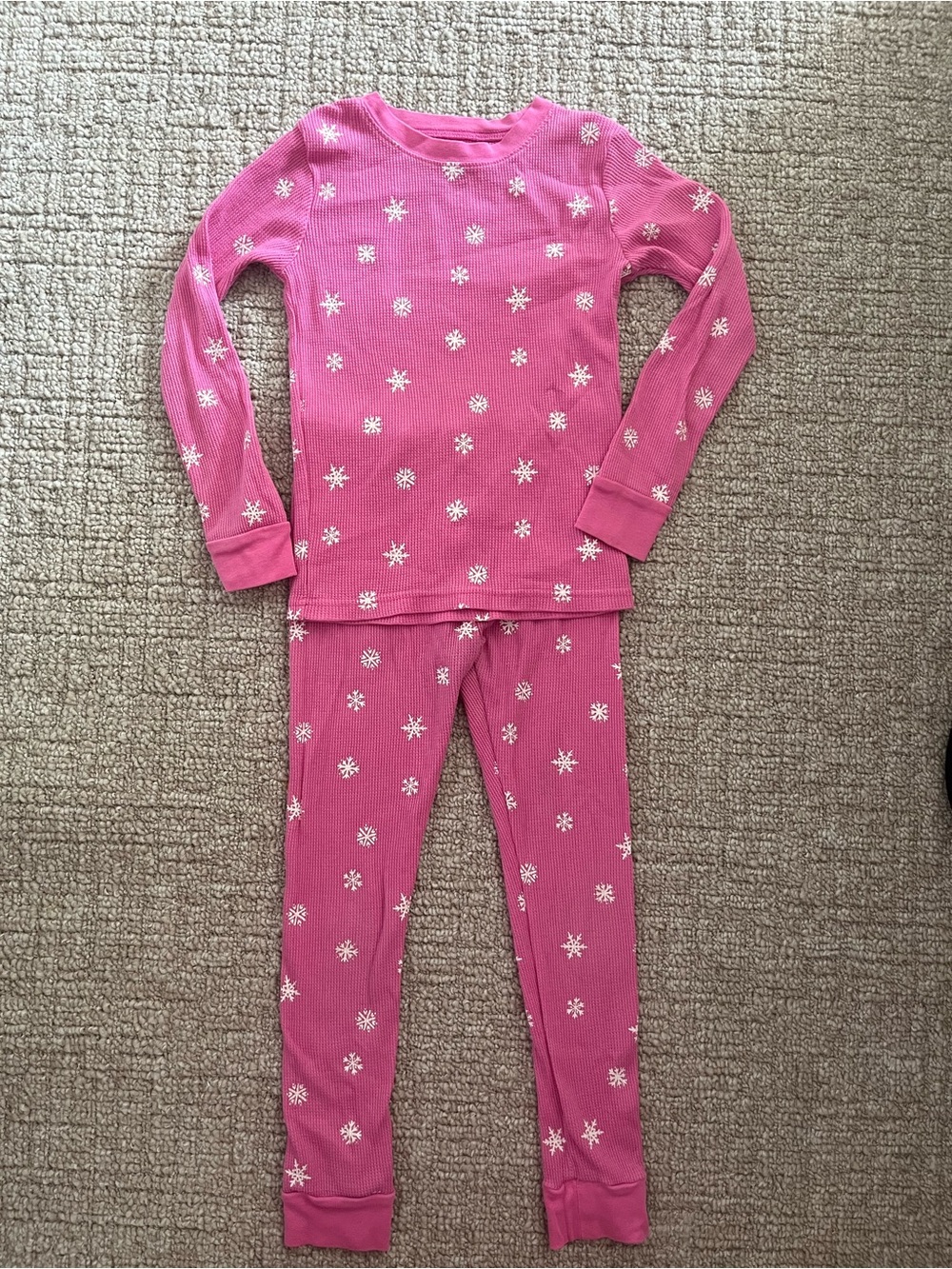 Carter's Pink Snowflake Thermal Pajama Set - Girls